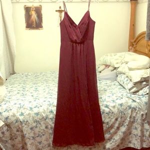 Bride’s maid burgundy dress from David’s Bridal